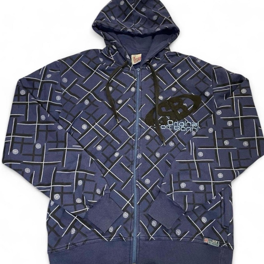 Vintage Soft Bonni SB Original Graphic All Over Print Zip Up Hoodie